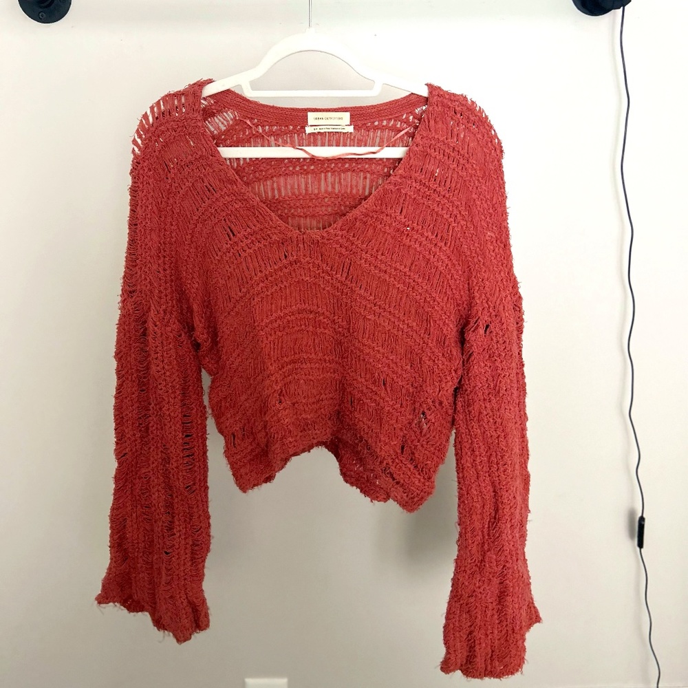 Distressed Cropped Sweater | Burnt Orange | Urban Outfitters | S